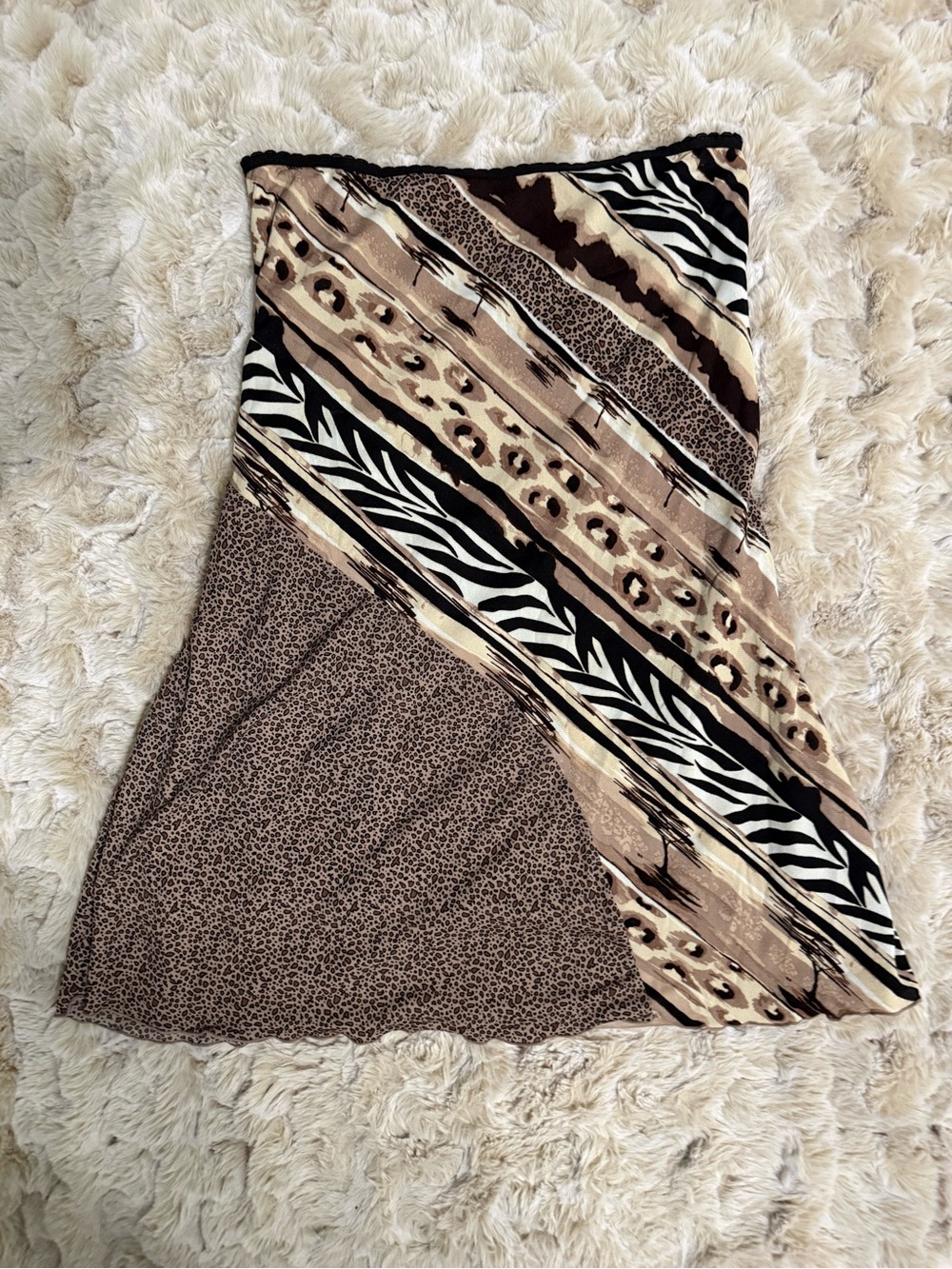 Vintage Kathie Lee Animal Print A-Line Midi Skirt in Brown